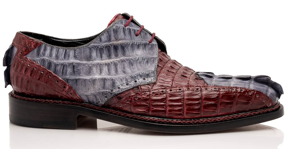 red and gray crocodile skin mauri shoes