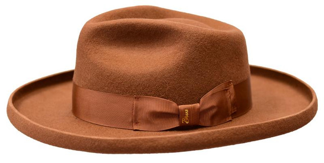 mens pencil curl wide brim hat by Bruno Capelo